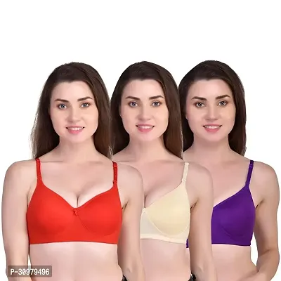 Stylish Cotton Spandex Solid Bras For Women- Pack Of 3