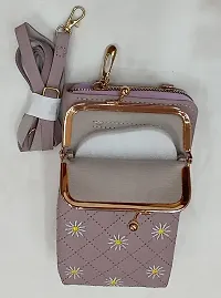 Stylish Pink PU Embroidered Sling Bags For Women-thumb1