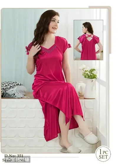 Comfortable Pink Satin Gowns For Women-thumb0