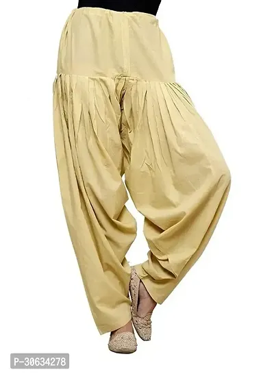 Stylish Beige Cotton Solid Salwars For Women