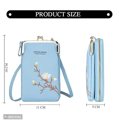 Stylish Turquoise Polyester Self Pattern Sling Bags For Women-thumb5