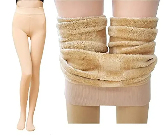 Women Warm Thick Fur Lined Fleece Winter Thermal Soft Legging Tights Stocking - Slim Fit