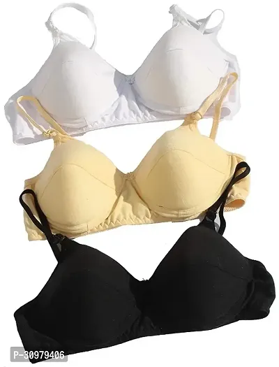 Stylish Cotton Solid Bras For Women- Pack Of 3-thumb0