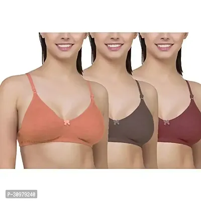 Stylish Cotton Solid Bras For Women- Pack Of 3-thumb0