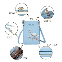 Stylish Turquoise Polyester Self Pattern Sling Bags For Women-thumb2