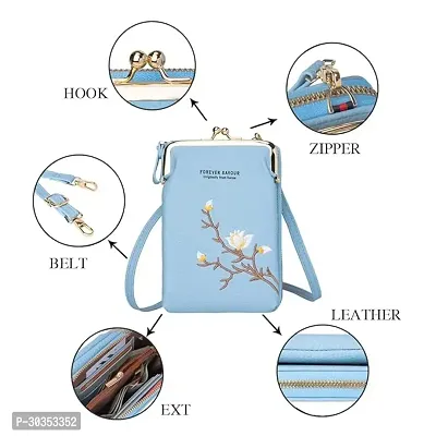 Stylish Turquoise Polyester Self Pattern Sling Bags For Women-thumb3