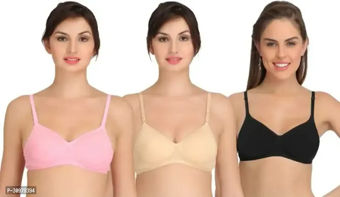 Stylish Cotton Solid Bras For Women- Pack Of 3