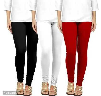 Elegant Multicoloured Cotton Solid Leggings For Women Pack Of 3-thumb0