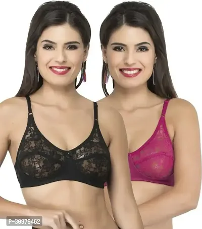 Stylish Cotton Self Design Bras For Women- Pack Of 2-thumb0