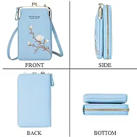 Stylish Turquoise Polyester Self Pattern Sling Bags For Women-thumb1