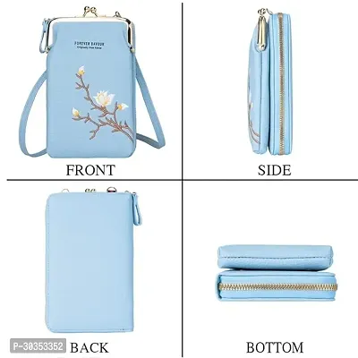 Stylish Turquoise Polyester Self Pattern Sling Bags For Women-thumb2