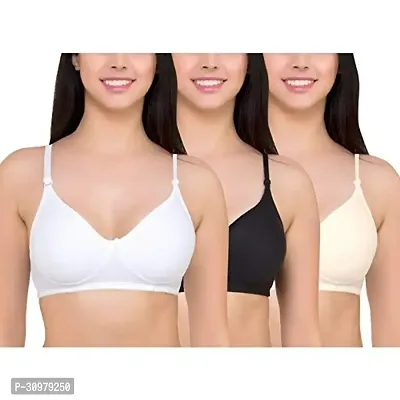 Stylish Cotton Solid Bras For Women- Pack Of 3-thumb0