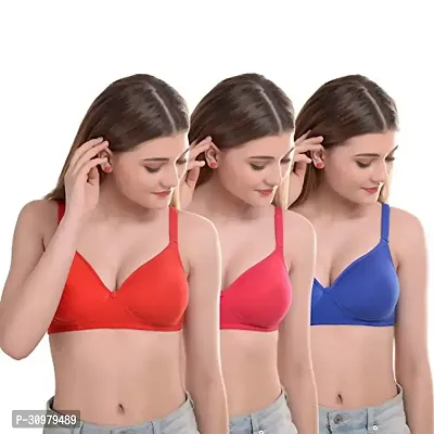 Stylish Cotton Spandex Solid Bras For Women- Pack Of 3-thumb0