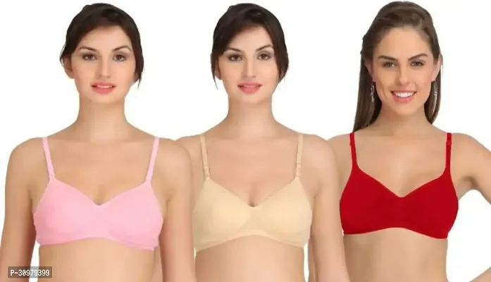 Stylish Cotton Solid Bras For Women- Pack Of 3-thumb0