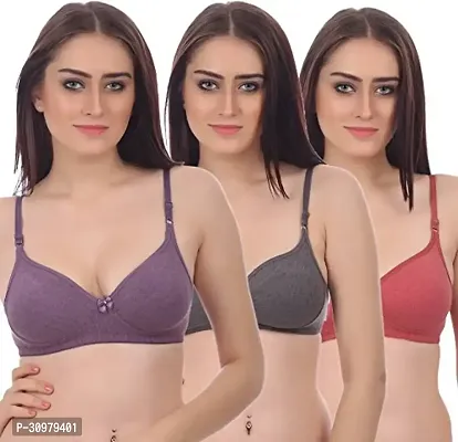 Stylish Cotton Solid Bras For Women- Pack Of 3