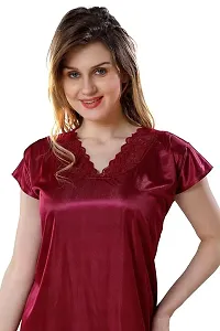 Stylish Satin Solid Nighty Gown for Women, Pack of 2-thumb2