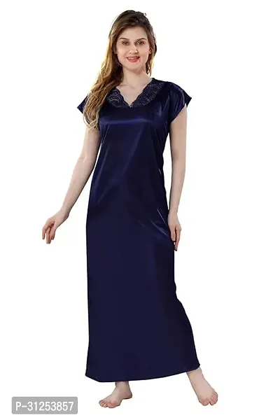 Stylish Satin Solid Nighty Gown for Women, Pack of 2-thumb5