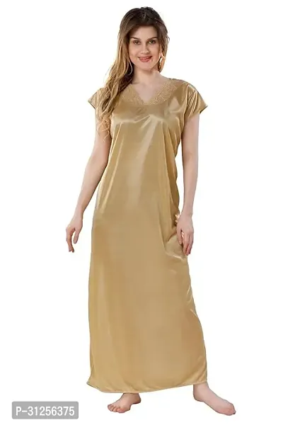 Stylish Satin Solid Nighty Gown for Women, Pack of 2-thumb4