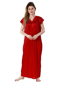 Stylish Satin Solid Nighty Gown for Women, Pack of 2-thumb1