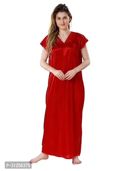 Stylish Satin Solid Nighty Gown for Women, Pack of 2-thumb2