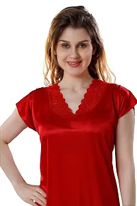 Stylish Satin Solid Nighty Gown for Women, Pack of 2-thumb4