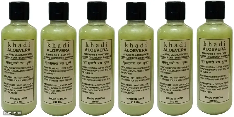 Khadi Herbal Aloevera Shampoo With Conditioner Pack Of 6 (1260ml )