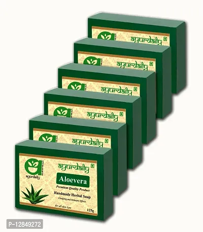 Herbal Aloe Vera Soap Pack of 6 (6 X 125 G)-thumb0