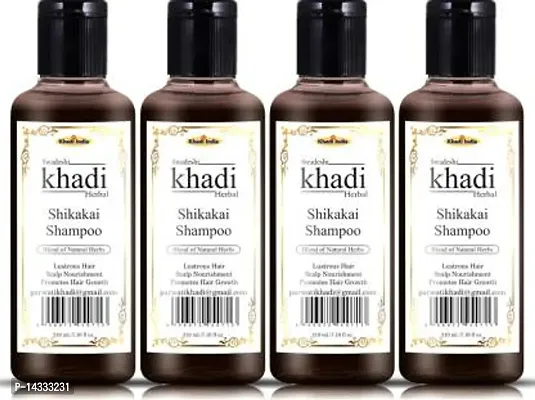 SWADESHI KHADI HERBAL Shikakai Shampoo with Blend of Natural Herbs Lustrous Hair (Pack of 4)  (840)