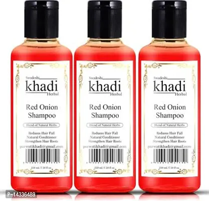 SWADESHI KHADI HERBAL Red Onion Shampoo with Blend of Natural Herbs Strength Hair Roots (Pack of 2)  (630 ml)