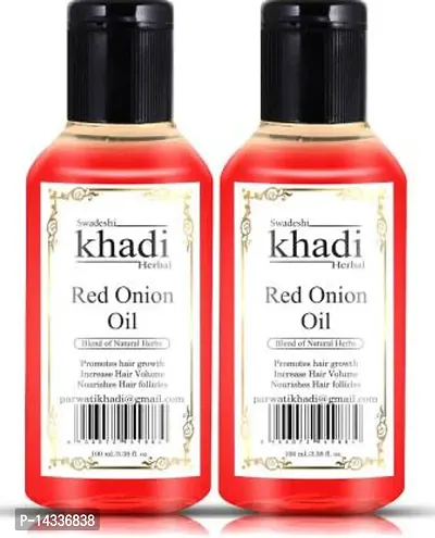 SWADESHI KHADI HERBAL Red Onion Oil with Blend of Natural Herbs Increase Hair Volume (Pack of 2) Hair Oil  (200 ml)