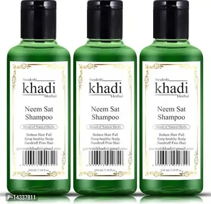 SWADESHI KHADI HERBAL Neem Sat Shampoo with Blend of Natural Herbs Keep Healthy Scalp (Pack of 3)  (630 ml)