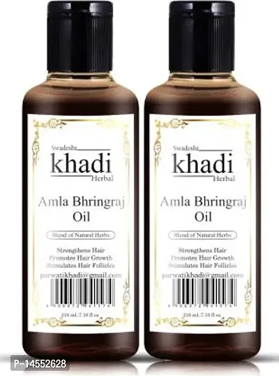 SWADESHI KHADI HERBAL Amla Bhringraj Hair Oil (Pack of 2) (420 ml)-thumb0