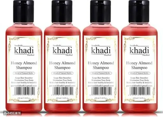 SWADESHI KHADI HERBAL Honey Almond Shampoo with Blend of Natural Herbs Moisturizes your Hair (Pack of 2)  (420)