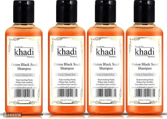 SWADESHI KHADI HERBAL Onion Black Seed Shampoo with Blend of Natural Herbs Rejuvenating Scalp (Pack of 4)  (840 ml)
