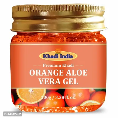 Premium Khadi Orange Aloevera Gel for Face  Hair 100GM - Set Of 1