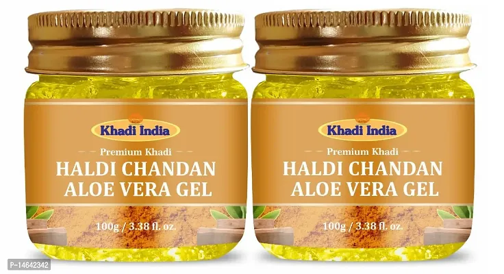 Premium Khadi Haldi Chandan Aloevera Gel For Face  Hair (200 Gm) - Set Of 2