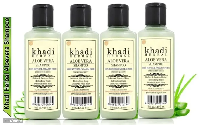 Khadi Herbal Aloevera Shampoo/Hair Cleanser For Shiny  Dandruff Free Hair (Pack Of-4)  (840 ml)