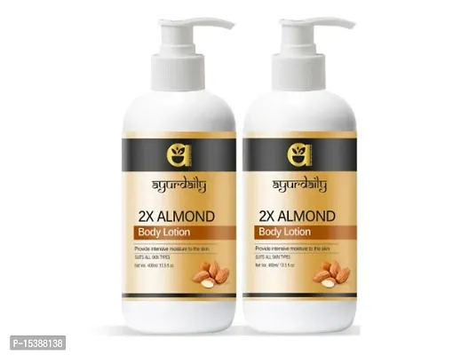 Ayurdaily Natural Almond Moisturizing Body Lotion Provide Intensive to the Skin 400ML Pack Of 2-thumb0