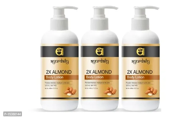 Ayurdaily Natural Almond Moisturizing Body Lotion Provide Intensive to the Skin 400ML Pack Of 3