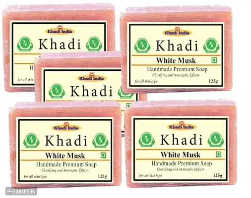 KHADI Ayurvedic Handmade White Musk Soap (set of 5)  (5 x 125 g)