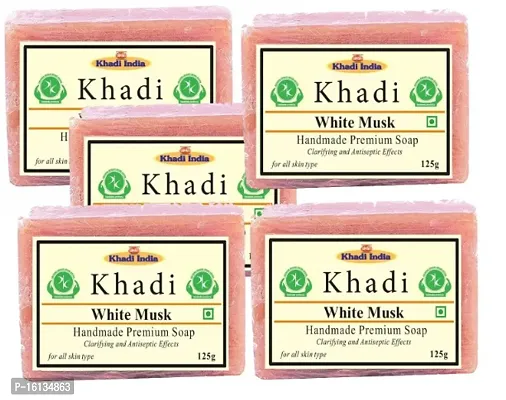 Khadi White Musk Handmade Soap Pack Of 5(625 GM)