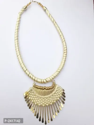 Golden Fabric Tribal Necklace-thumb0