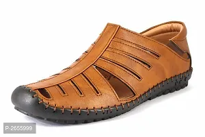 Casual Party Tan Synthetic Roman Sandals for Men-thumb4