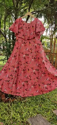 Floral Printed Crepe Maxi Lenght Maxi Dress-thumb1