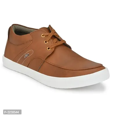 Tan Lace-Up Casual Shoes For Men's