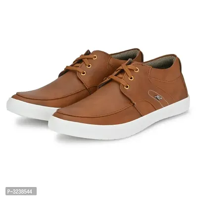 Tan Lace-Up Casual Shoes For Men's-thumb4