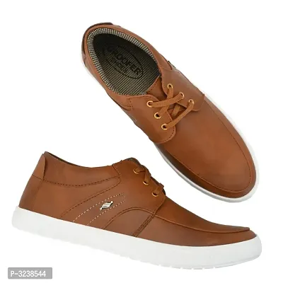 Tan Lace-Up Casual Shoes For Men's-thumb5