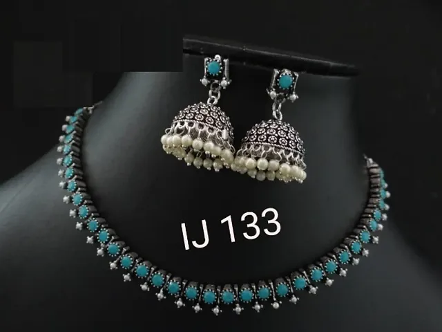 Beautiful Oxidised Necklace Choker Set