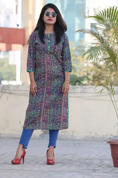 Ravishing Embroidered Rayon Straight Women Kurti