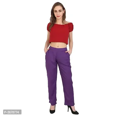 Women's Stitched Purple Rayon Palazzo-thumb0